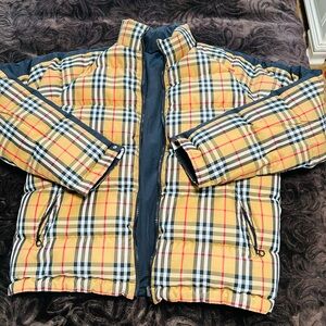 burberry mens reversible vintage check down puffer jacket